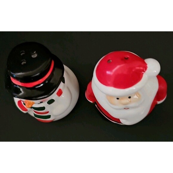 Charming Ceramic Christmas Santa & Snowman Salt & Pepper Shakers - Holiday Decor - Picture 5 of 9